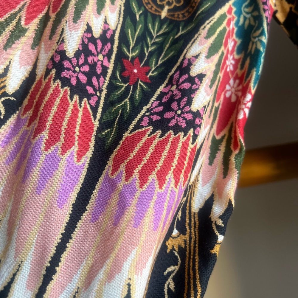 Anthropologie Farm Rio Black and Red Floral Wrap Dress - Picture 4 of 4